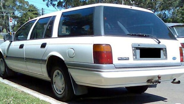 A white Ford Falcon wagon similar to one seen in the area at the time of Bung's disappearance.