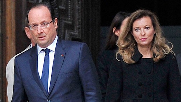 French President Francois Hollande with former partner Valerie Trierweiler. (Getty)