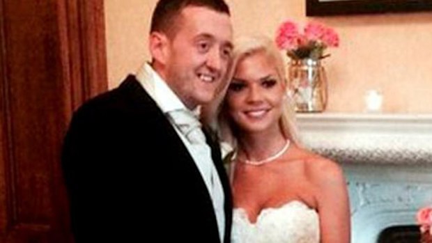 Darren Donaghey and Kate Cathcart on their wedding day. (Supplied)