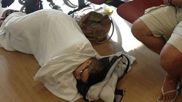 Chemotherapy patient Amanda Veitch was allegedly forced to wait on the emergency room floor (Facebook).  