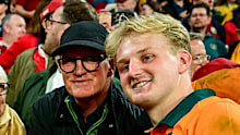 Tom Lynagh of Australia with his father Michael and grandparents Ian and Marie.