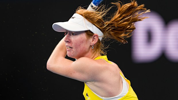 Maya Joint of Team Australia plays a backhand in the Group D Women's singles match against Barbora Krejcikova of Team Czechia during the United Cup at Ken Rosewall Arena on January 06, 2026 in Sydney, Australia. (Photo by Andy Cheung/Getty Images)