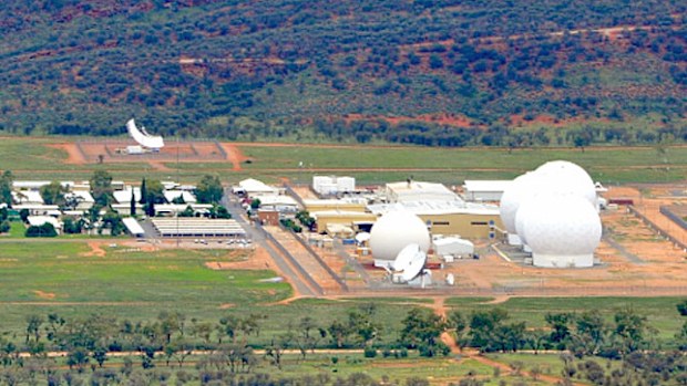The top-secret Pine Gap base, located about 20kms from Alice Springs. (Photo: Nautilus Institute).