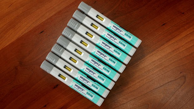A selection of injector pens for the Wegovy weight loss drug 