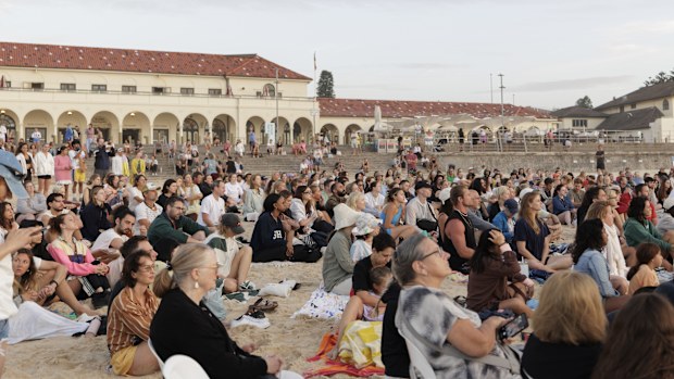 People gather for a 'Dawn Reflection' on Bondi Beach on January 26, 2025 in Sydney, Australia. 