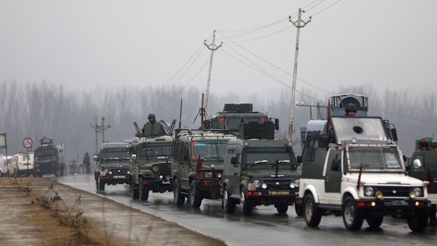 Security vehicles at the site of the blast