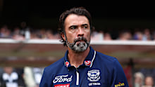 Chris Scott, Senior Coach of the Cats looks on during the AFL Grand Final