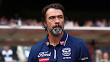 Chris Scott, Senior Coach of the Cats looks on during the AFL Grand Final