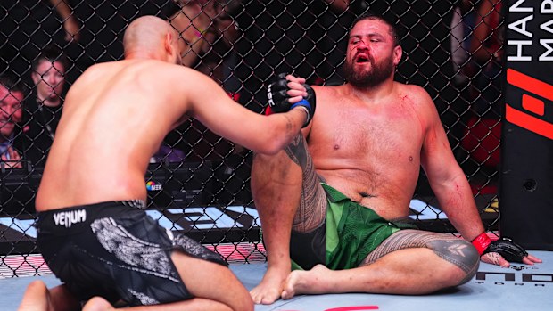 Tai Tuivasa after a heavyweight bout in the Octagon