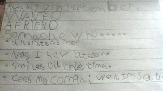 Seven-year-old Irish girl Milly-Raine has written the perfect 'friend wish list'. (Kazza Adams)