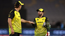 PERTH, AUSTRALIA - OCTOBER 25: Mitchell Marsh and Matthew Wade of Australia walk from the field at the end of the innings during the ICC Men's T20 World Cup match between Australia and Sri Lanka at Perth Stadium on October 25, 2022 in Perth, Australia. (Photo by Paul Kane/Getty Images)