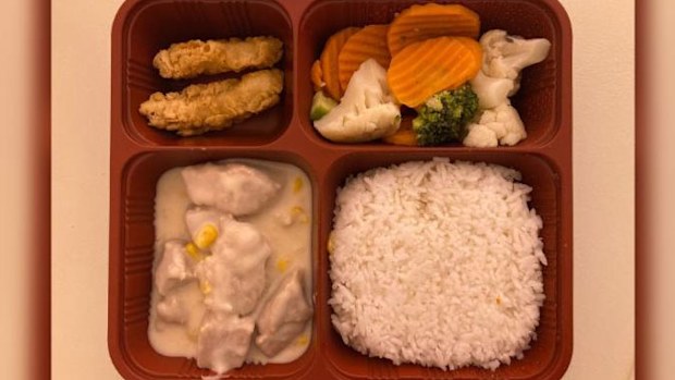 A Hong Kong hospital meal for those confined after testing positive for COVID-19.