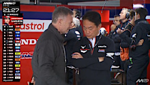 Christian Horner was spotted in the HRC garage. 