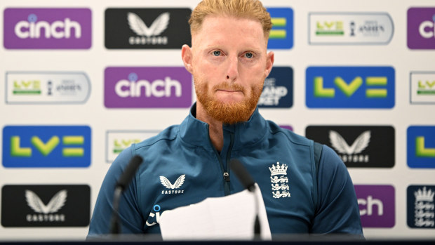 Ben Stokes of England reads a statement during a press conference at an England nets session at Lord's Cricket Ground on June 27, 2023 in London, England. (Photo by Justin Setterfield/Getty Images)