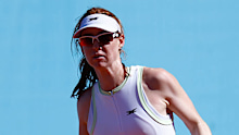 Maya Joint of Australia in action against Carlota Martinez Cirez.