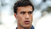 Joseph-Aukuso Suaalii of the Waratahs speaks to the media during a media opportunity.