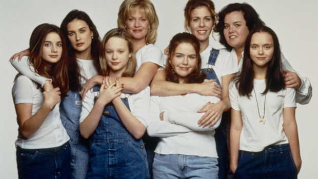 Gaby Hoffmann, Demi Moore, Thora Birch, Melanie Griffith, Ashleigh Aston Moore, Rita Wilson, Rosie O'Donnell, Christina Ricci (L-R) Now and Then 1995