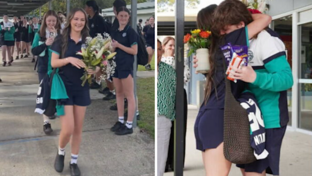 Lilly Devlin + Riley Exelby Victoria Point Queensland highschool prom-posal goes viral Today Show August 20, 2025