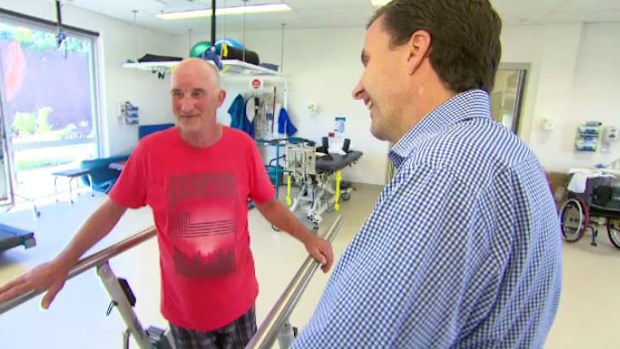 Grandfather Dave Finn is walking again after being violently attacked in September last year. 