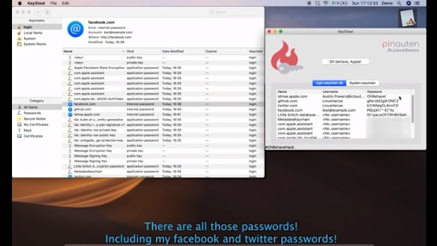A screenshot of the macOS exploit discovered.