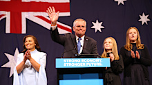 Scott Morrison, seen here in on election night in 2022, has been handed the highest award in this year's King's Birthday Honours list.