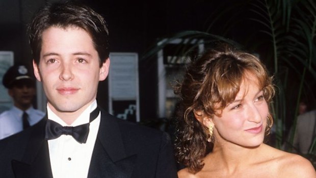 Actor Matthew Broderick and actress Jennifer Grey at Academy Awards in 1986.