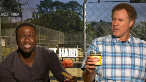 Will Ferrell and Kevin Hart try vegemite on The Footy Show in 2015