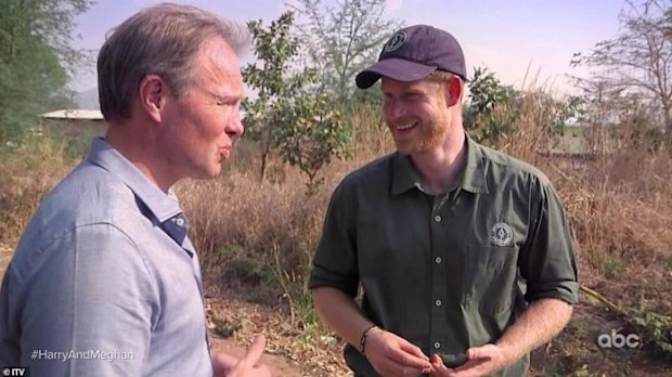 Tom Bradby with Prince Harry during Harry and Meghan's 2019 tour of South Africa.