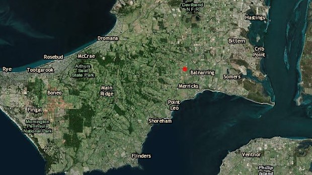 The red dot shows where the epicentre of the earthquake hit. Picture: Supplied