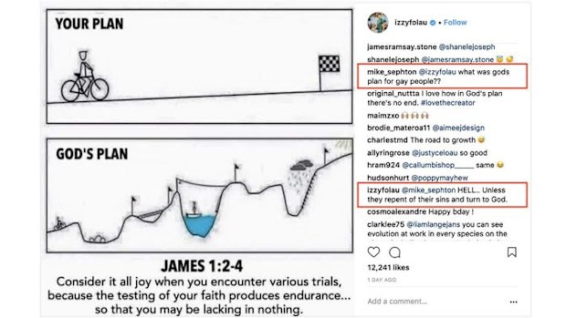 Folau first caused controversy with this Instagram comment in April 2018