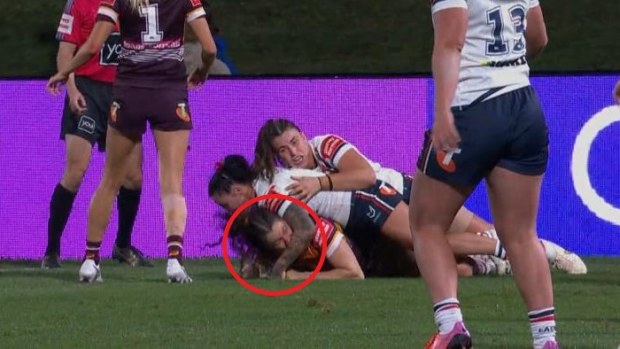 Broncos player Ashleigh Werner was sent off for biting the arm of Jayme Fressard,