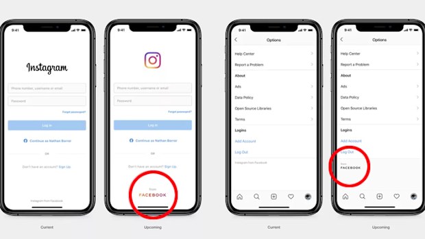 The Facebook logo will be used on Instagram and WhatsApp products and platforms.