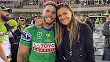 Canberra Raider forward Adam Elliott and partner, NRLW trailblazer Millie Boyle.