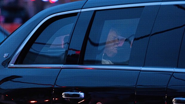 President Donald Trump arrives to the White House Correspondents Dinner, Saturday, April 25, 2026, in Washington. 