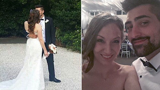 Stephanie Holden and new husband Jake on their wedding day.