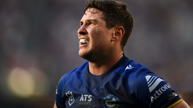 Parramatta Eels halfback Mitchell Moses during the 2024 season.