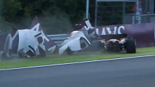 Charles Leclerc crashes in Hungary.