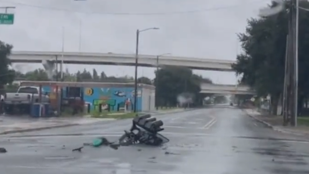 The light fell metres from police officer's cars.
