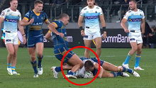Reagan Campbell-Gillard is sent to the sin bin for leading with his knees in a tackle.