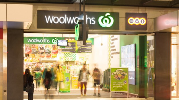 Adelaide, Australia - October 5, 2016: The Woolworths store in Rundle Mall is a popular shopping venue for groceries and assorted items such as magazines and batteries.