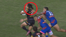 Tyson Frizell was penalised for this hair pull incident on Jarome Luai. 