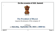 Indian Prime Minister ﻿Narendra Modi has replaced the country's name with a Sanskrit word in dinner invitations to sent to G20 summit guests, fueling rumours of an official name change. The invitation which was sent ﻿out on Tuesday refers to the country's President Droupadi Murmu as the "President of Bharat" rather than the "President of India".