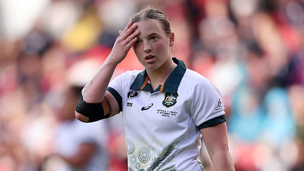 Avustralya'dan Caitlyn Halse, Kadınlar Rugby Dünya Kupası 2025 Çeyrek Finalinde Kanada'ya karşı oynadı.