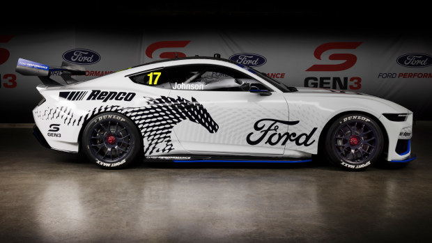 Ford has unveiled the new Gen3 Mustang that will compete in the Supercars championship next year. It was driven on Mount Panorama for the first time by Dick Johnson.