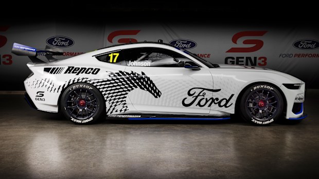 Ford has unveiled the new Gen3 Mustang that will compete in the Supercars championship next year. It was driven on Mount Panorama for the first time by Dick Johnson.