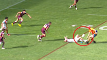 Dylan Egan is hit by the ball