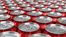 3d render Red Drink Cans Depth of field (close-up)