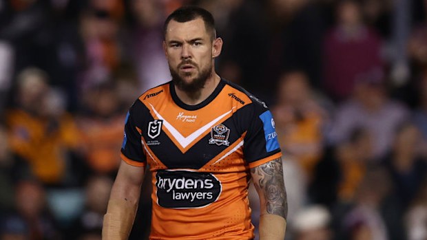 David Klemmer of the Wests Tigers looks on