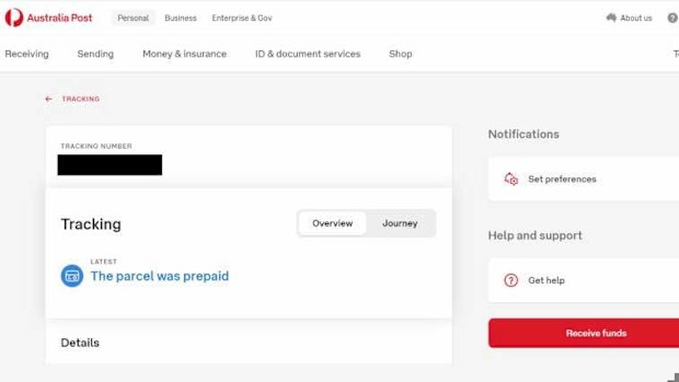 A fraudulent Australia Post website designed to steal card payments.