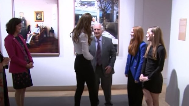Kate Middleton greets Mr Frank, a Holocaust survivor.